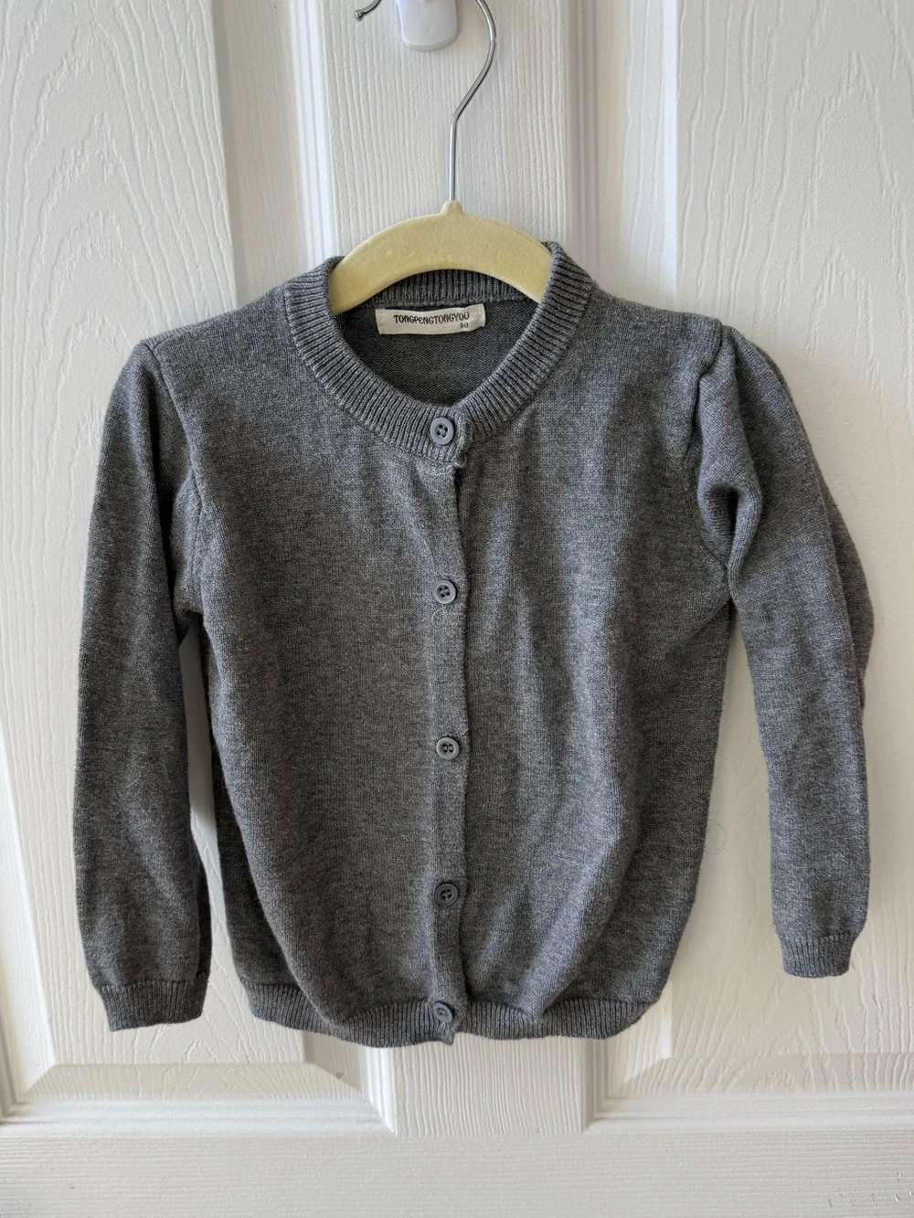 Toddler Gray Cotton Knit Button Cardigan Sweater Size 90 18-24M
